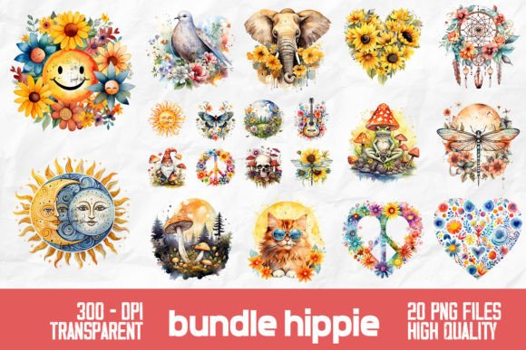 Hippie Wild Flowers Bundle Design