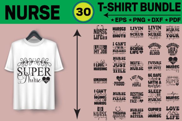 Professional Nurse T-Shirt Design Bundle for Creative Projects