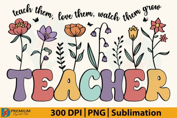 Retro Teacher PNG with Floral Design: A Versatile Creative Asset